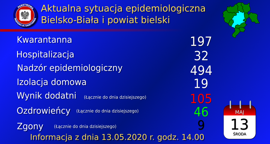 Sytuacja epidemiologiczna w województwie śląskim. 13.05.2020