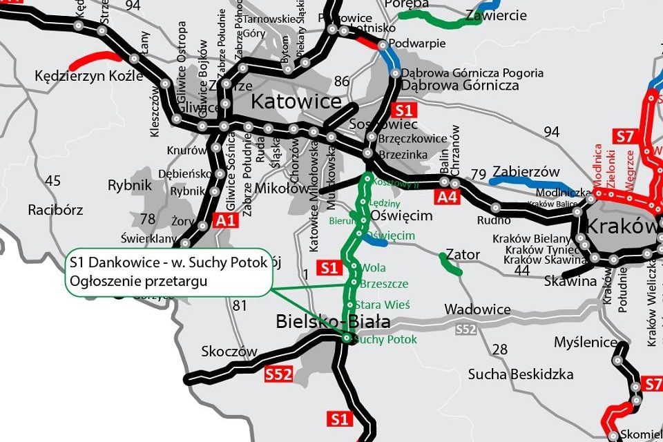 Unieważniony przetarg na zaprojektowanie i budowę S1 Mysłowice - Oświęcim