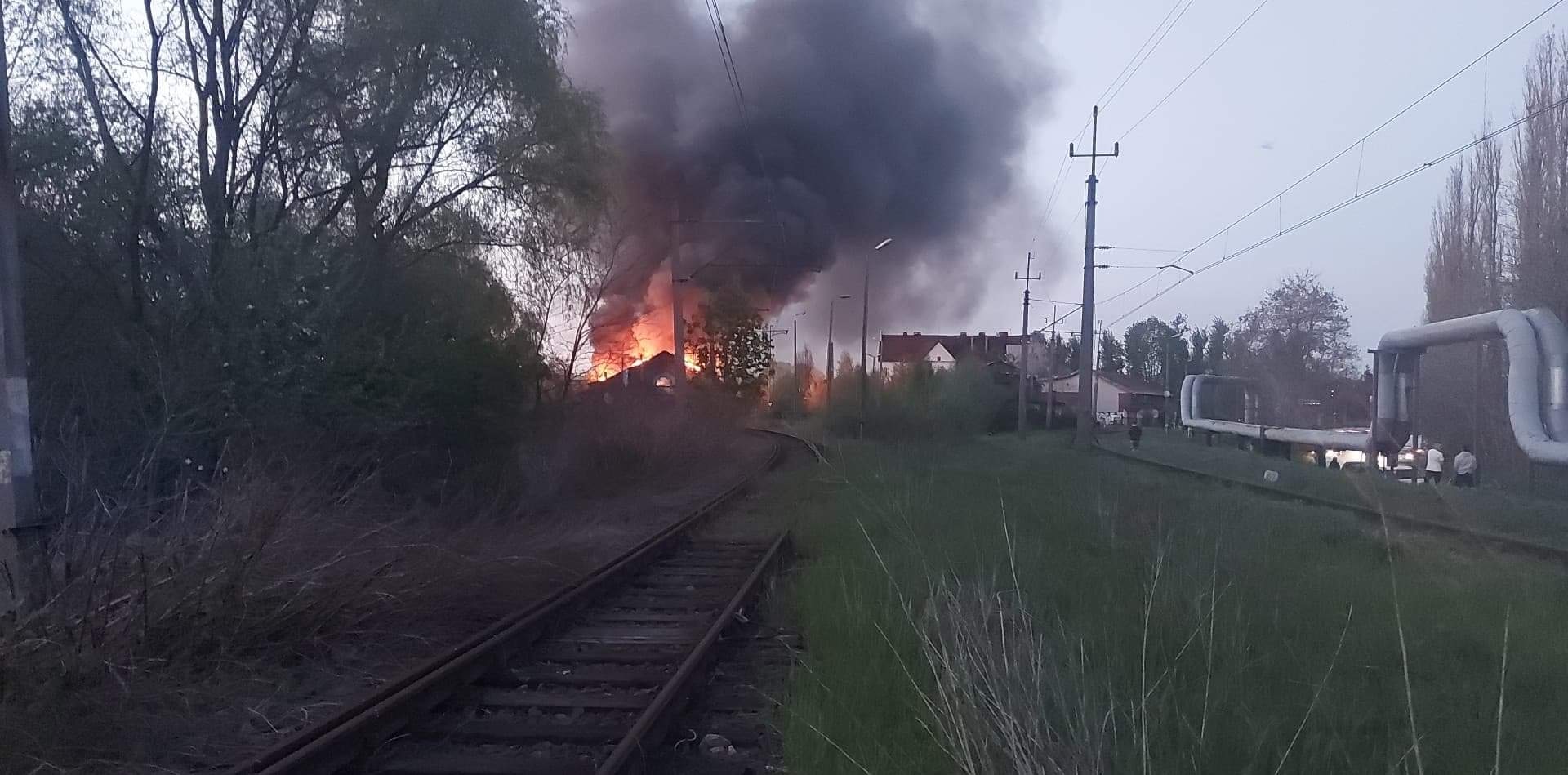 Wielki pożar w rejonie dworca w Bielsku-Białej