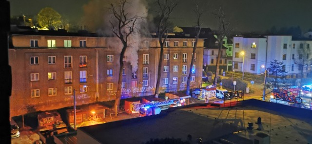 Nocny pożar budynku w Bielsku-Białej