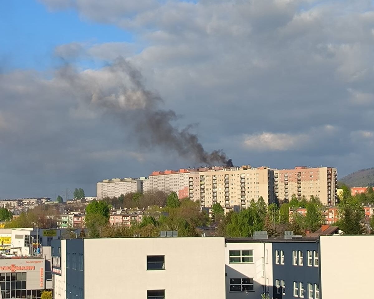 Pożar w bloku w Bielsku-Białej