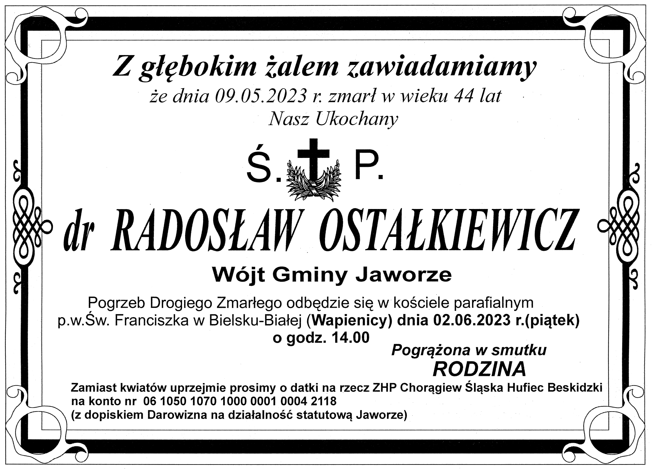 2 czerwca pogrzeb wójta gminy Jaworze